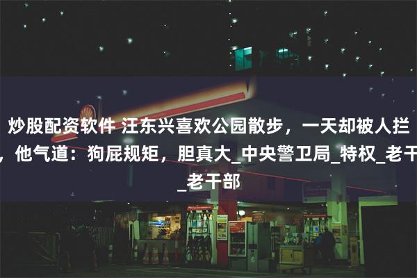 炒股配资软件 汪东兴喜欢公园散步，一天却被人拦下，他气道：狗屁规矩，胆真大_中央警卫局_特权_老干部