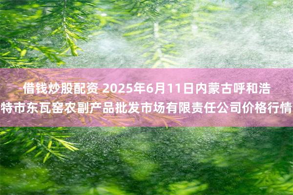 借钱炒股配资 2025年6月11日内蒙古呼和浩特市东瓦窑农副产品批发市场有限责任公司价格行情